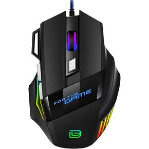 Nexurion Reaper Z Pro Gaming Mouse - 2400 DPI, 7 Programmable Macro Buttons, 10 Color-Changing RGB Backlight, 4 Adjustable DPI Levels - Midnight Black