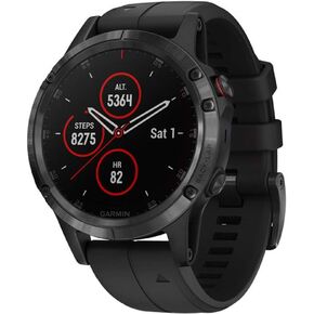 Garmin fenix 5 Plus, Premium Multisport GPS Smartwatch, Features Color Topo Maps, Heart Rate Monitoring, Music and Contactless Payment, Black with Black Band