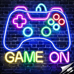 Gamer Neon Sign for Game Room Decor, Game On Neon LED Sign for Gamer Wall Decor, Gaming Neon Light Sign for Teen Bedroom Decor, Gamer Gifts for Boys, Teen, Men, Kids