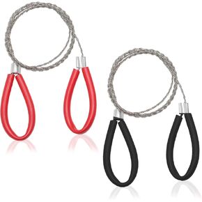 Murtenze 4PCS Stainless Steel Cable Saw, PVC Pipe Cable Mini Camping Saw Hand Pocket String Rope Saw Tool for Wood Camping Hiking Hunting(Silver and Black, 23.62 Inch)