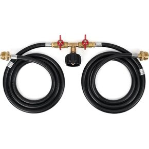 Stanbroil 5 Feet Propane Hose with QCC1 / Type1 Fitting, 2 Way Y Splitter Hose with Shut Off Valve Perfect for Camping, Heater, Grill, Stove in Kuwait