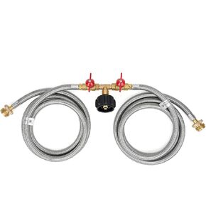 Stanbroil 5 Feet Propane Hose with QCC1 / Type1 Fitting, 2 Way Y Splitter Hose with Shut Off Valve Perfect for Camping, Heater, Grill, Stove