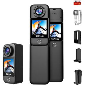SJCAM C300 Pocket Action Camera,4K Body Camera, Auto Screen Off, Stabilization, Waterproof, Small Wearable, Mini POV Camera, Removable Dual Battery, Touch Screen, with Helmet Mount Kits, White