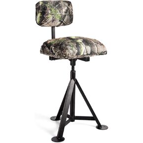 GYMAX Swivel Hunting Chair, Folding 360° Rotatable Camo Hunting Seat, Adjustable Blind Stool Chair with Backrest for Hunting Camping Outdoor Activities