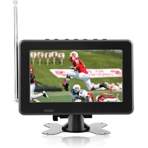 Car Digital TV, 7in Digital TV FM Radio,Rechargeable Battery Powered Portable TV Support AV, Memory & MMC Card,USB with Remote Control and Stand Small for Car Kids Travel