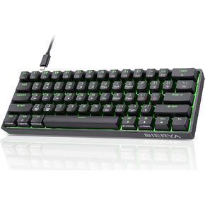 DIERYA 60% Mechanical Keyboard, DK61se Wired Gaming Keyboard with Brown Switches, LED Backlit Ultra-Compact 61 Keys Mini Office Keyboard for Windows Laptop PC Gamer Typist（Black）