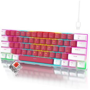 Portable 60 Percent Mechanical Keyboard, Compact 61 Keys Mini Gaming Keyboard for PC/Mac Gamer Switchable Colorful RGB Backlit, Small Keyboard for Computer/Laptop - Blue Switch - Black