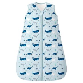 Unnivoll Baby Sleep Sack 6-12 Months 3 Pack 100% Cotton Lightweight 0.5 TOG Wearable Blanket Baby Sleep Bag with 2-Way Zipper for Newborn Infant Blue