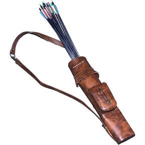 Traditional Leather Archery Quiver - Arrow Holder - Arrow Quiver - Pocket Quiver - Brown Quiver - Sage Quiver - Back Quiver Bow Arrow Holder - Handmade Leather Quiver Gift for him