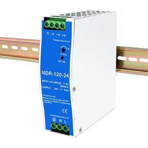 مصدر طاقة 24 فولت تيار مستمر NDR 120 وات؛ مخرج مزدوج (الإدخال: 100-240 فولت تيار متردد، الإخراج: 24 فولت تيار مستمر، 50/60 هرتز) محول تبديل مصدر الطاقة تيار مستمر (24 فولت 5 أمبير)