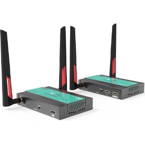 Mirabox Wireless HDMI Transmitter and Receiver Extender 1x4-200m(656Ft) 5.8GHz 1080P@60Hz Audio Video Extender Kit with IR and HDMI Loop-Out for TV,DSLR Camera,Projector,DVR,Laptop,PS5,Switch