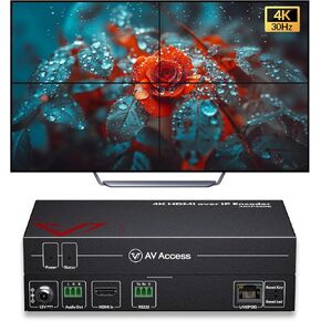 AV Access 4K HDMI Extender Over TCP/IP, AV Over IP Decoder with Video Wall up to 8X8, 395ft (120m), Plug & Play Without Configuration, Visual Control, Video Matrix, PoE, RS-232