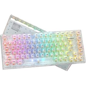 Womier 75% Percent Keyboard, Gasket Mount Mechanical Gaming Keyboard, K75 82 Keys Wired Custom Keyboard RGB Clear Keyboard, Hot Swappable Keyboard, Pre-lubed Switch for Mac/Win, Fully Transparent