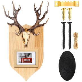 Deer Head Wall Mount Deer Skull Hanger Deer Antler Mounting Kit Deer Plaques Iron Buck Antler Mount Deer Antler Picture Frame European Mount Plaques for Christmas Winter Gifts Decoration