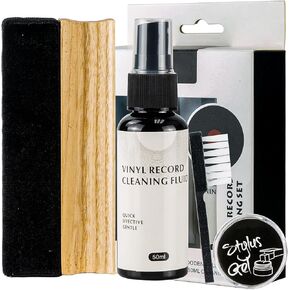 Vinyl Record Cleaner Vinyl Cleaning Kit, 4-in-1 Record Cleaner Kit for Vinyl Records Albums-Includes Soft Velvet Record Brush, Cleaning Liquid and Turntable Stylus Cleaning Gel