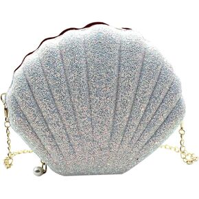 ANKOMINA Glitter Sequin Small Shell Shape Shoulder Handbags Phone Money Pouch Chain Crossbody Purse for Women Little Girls