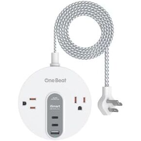 Power Strip Surge Protector with USB C - Extension Cord Flat Plug with 2 Widely AC Outlet and 3 USB, Small Desktop Charging Station with 5 ft Power Cord, Compact for Travel, Home and Office (490J)