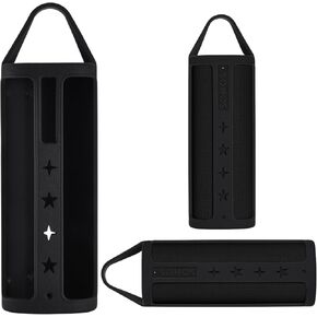 Silicone Protective Case for Sonos Roam 2 & Roam 1 - Universal Fit with Metal Carabiner Clip (Black)