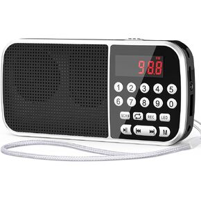 Digital AM FM Radio with Bluetooth 5.3,Small Transistor Radio with Best Reception,2000mAh Rechargeable Battery Operated Radio with 5W Speaker,TF Card USB MP3 Playback,3.5mm Earphone Jack,Flashlight