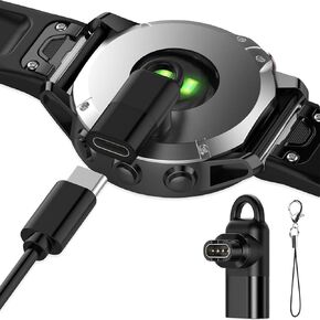 شاحن ساعة جارمين إلى محول من النوع C 90 درجة، متوافق مع Garmin Fenix ​​7/7S/7X/6S/6/6X/5S/5/5X، Instinct 1/2/2S/Tide/Tactical، Forerunner، Vivomove، Vivoactive، Venu سلسلة وأكثر