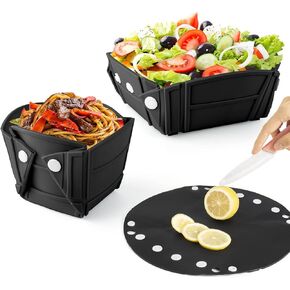 4PCS Collapsible Bowl Sets, Portable Rectangular Silicone Collapsible Bowls for Camping, Camping Dishes with Lids for Dishwasher, Freezer, Microwave Safe Containers, Camping Essential