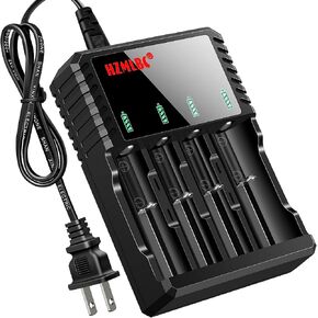 18650 Battery Charger Universal Smart Charger with LED Indicator for 3.7V Li-ion 26650 18500 16650 14500 Rechargeable Batteries (4-Slot)