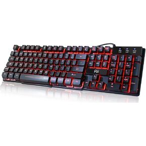 Rii RK100 3 Colors LED Backlit Mechanical Feeling USB Wired Multimedia Gaming Keyboard, Office Keyboard for Working or Primer Gaming,Office Device