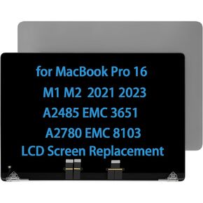 16" Screen Replacement for MacBook Pro M1 M2 A2485 EMC 3651 A2780 EMC 8103 MK1E3LL/A MK1H3LL/A 2021 2023 LCD Display Assembly 661-21968 (Space Gray)