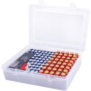 Battery Storage Organizer Box with Battery Tester, Garage Batteries Caddy Case Holder Container Holds 120+ Batteries AA AAA Lithium 3V CR123 LR44 CR2016 CR1632 CR2032 CR2025 (Batteries Not Include)