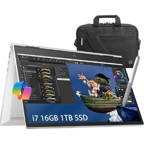 HP EliteBook X360 830 2-in-1 Laptop for Creator, Photographer, Designer (13.3" FHD Touchscreen, Intel Core i7-1165G7, 16GB RAM, 1TB SSD, IST Pen) Backlit, 3-Yr Warranty, Bag, Win 11 Pro w/AI Copilot