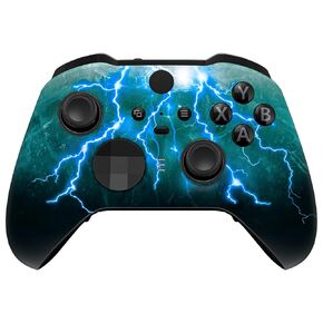 eXtremeRate Blue Nebula Replacement Faceplate Cover for Xbox One Elite Controller Series 2 (Model 1797), Soft Touch Front Housing Shell Case & Accent Rings for Xbox Elite Series 2 Core Controller