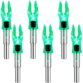 DEEPOWER 6 Pack X Lighted Archery Nocks for Arrows .204 Inside Diameter Lighted Arrow Nocks for 5.2mm Arrows Shafts with ON/Off Switch