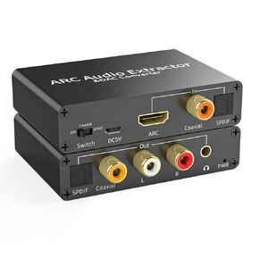 HDMI ARC Audio Extractor, 192KHz DAC Audio Converter, with 3.5mm Headphone Jack Output, for HDMI/ARC Interface to Optical or SPDIF Coaxial Digital Audio Signal Conversion