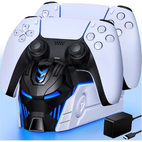 PS5 Controller Charger Station for PlayStation 5 Dualsense Controllers-Fast PS5 Dual Controller Stand Charger Dock with AC Adapter-LED PS5 Controller Charging Station Accessories for DualSense Edge