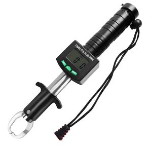 Professional Fish Lip Gripper with Digital Fish Scale, Water Resistent Grabber Fish Lip Grip Tool with Weight Scale and Measuring Tape 55lb