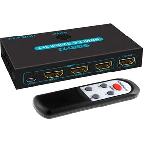 SGEYR HDMI 2.0 Switch Splitter 3 Port 4K HDMI Switcher 3 in 1 Out HDMI Switches Selector Box with IR Remote IR Remote Control Support HDCP 2.2 Support 4K@60Hz Ultra HD 3D 2160P 1080P