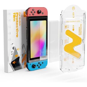 Tempered Glass Screen Protector for Nintendo Switch 2017 -With Auto Alignment Kit,9H Hardness, Bubble Free,Anti-Scratch,2 Pack