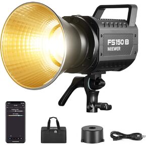 NEEWER 130W RGB LED Video Light APP/2.4G Control 17 Effects, 2500-7500K 19800lux/1m COB Continuous Lighting Output with CRI97/TLCI98 4 Dimming Curves, Bowens Mount Spotlight for Studio Shoots, FS150C in Kuwait