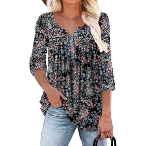 ROSELINLIN Womens Long Sleeve Tunic Tops Floral Fall Blouse Shirts in Kuwait