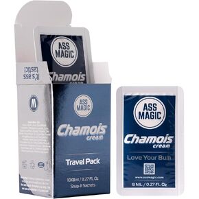 ASS MAGIC Chamois Cream Travel Pack | 10 x 8ml Snap-it Sachets | Anti-Chafing for Cyclists | Lanolin & Beeswax Formula | Long Lasting Ride Comfort Cream | Travel Essential
