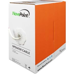 NavePoint 500ft in Wall Audio Speaker Cable Wire CL2 16/4 AWG Gauge 4 Conductor Bulk White