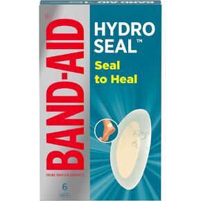 Band-Aid Brand Adhesive Bandages Hydro Seal Wound Care Bandages, Hydrocolloid Gel Heel Bandages Support Better Healing for Blisters, Cuts & Scrapes, Long Lasting Waterproof Bandages, 6 ct