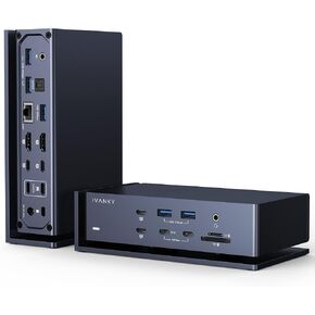 iVANKY FusionDock Max 1 Dual Thunderbolt 4 Chips, 20-in-1 Quad 6K@60Hz Monitor MacBook Docking Station, 40Gbps Dock for Mac M1/M2/M3/M4 Pro/Max, 2HDMI 2.0, 96W PD, 10Gbps USB, 2.5 GbE, SD/TF 4.0