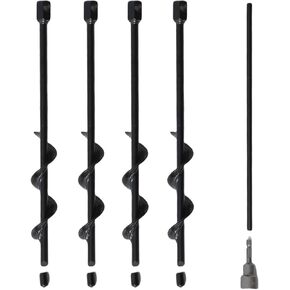 12 Inch Spiral Screw Ground Anchors Stakes Screw in，Anti-Rust and Extended Service Life Design for Securing Dogs,Tents, Trampolines, Canopies, Swing Sets,Black (4)