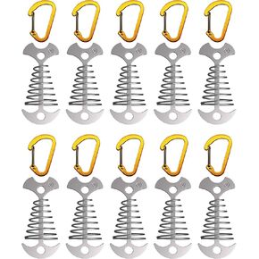 NACETURE Deck Anchors Pegs with Carabiners - Tie Down Anchor Rope Tensioner | Rope Tent Tie Down Stakes Clips, Canopy Tent Anchors Outdoor Camping Tent Accessories 10 Pack (Black)