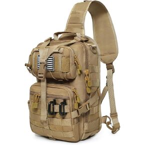 Tactical Sling Bag Backpack Military Rover Shoulder Sling Pack EDC Molle Assault Range Bag Crossbody Chest Pack (Black)