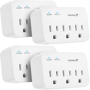 Fosmon Refrigerator Surge Protector, 3 Outlet Heavy Duty Appliance Surge Protector with High Joules for Fridge, Microwave, Washing Machine, Garage Door, 1200J, 1875 Watts, 3 Prong, ETL Listed- 4 Pack