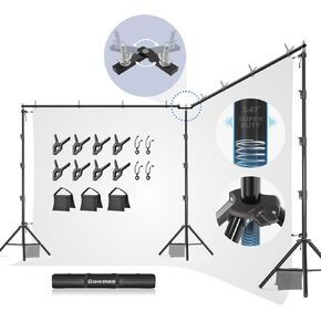 LimoStudio [Enhanced Super Duty] 30.3 x 10.4 ft. Triple Extended Crossbar Backdrop Stands, Super Heavy Duty & Thicker Pole, Strongest in Market No Bend No Shake, 360° Rotatable Angle Control, AGG3354