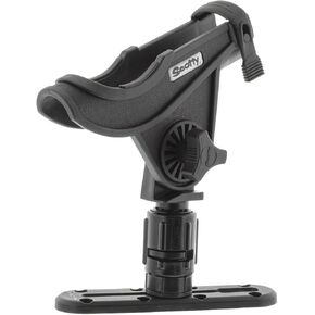 Scotty #282-BK Baitcaster Rod Holder with Gear and Rail (Black)
