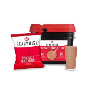 READYWISE - Whey Milk Alternative Bucket, 120 Servings, Emergency, MRE Meal & Drink Supply, Premade, Freeze Dried Survival Drink for Hiking, Adventure and Camping Essentials, Individually Packaged, 25 Year Shelf Life